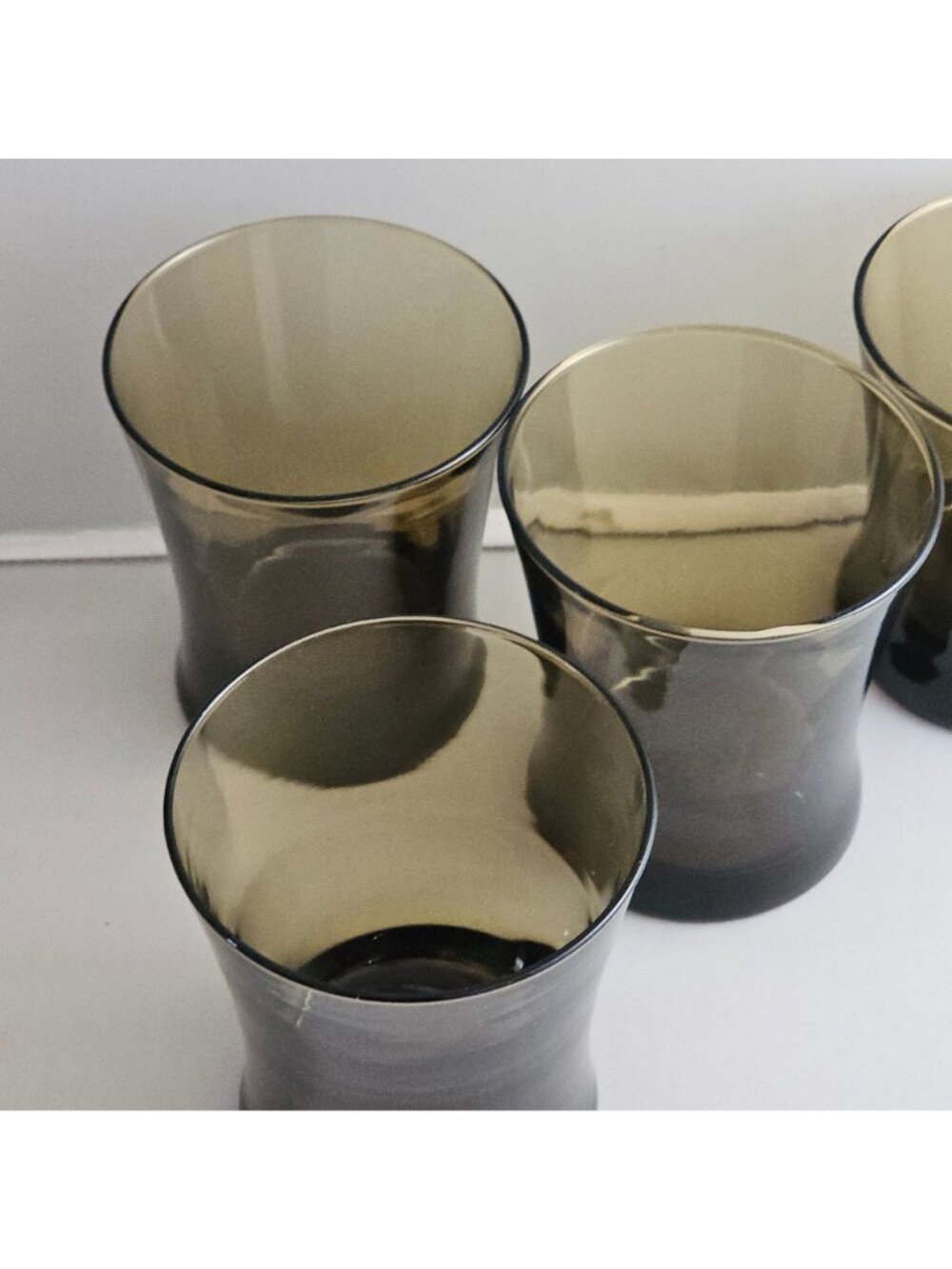 4 Anchor Hocking Linden Mocha Double Old Fashion Glasses 12oz flared brown 4" - Picture 4 of 8